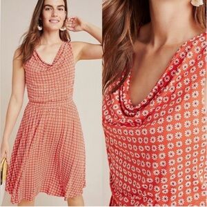 Anthropologie Maeve Red/orange Sleeveless Dress